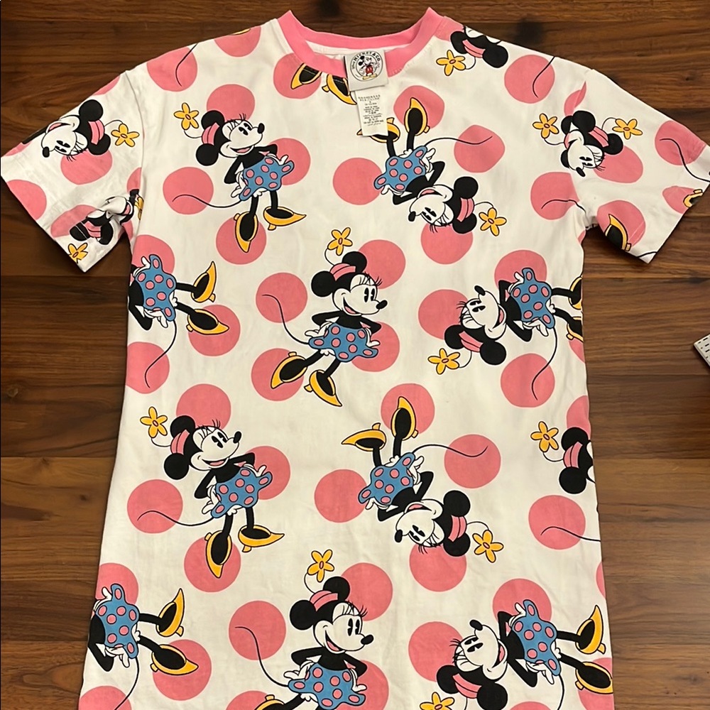 Disney Minnie Mouse Pink Polka Dot TShirt Dress | XS